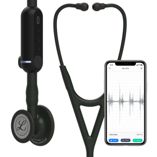 3M Littmann CORE Ψηφιακό Στηθοσκόπιο, Μαύρος Κώδωνας, Αυλός, Στέλεχος και Ακουστικά, 69 cm
