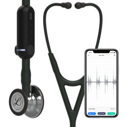 3M Littmann CORE Ψηφιακό Στηθοσκόπιο, κώδωνας Mirror, Μαύρος Αυλός, Στέλεχος και Ακουστικά