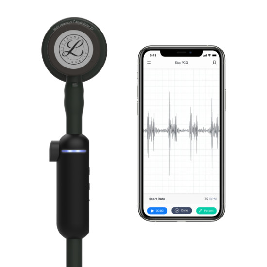 3M Littmann CORE Ψηφιακό Στηθοσκόπιο, Μαύρος Κώδωνας, Αυλός, Στέλεχος και Ακουστικά, 69 cm