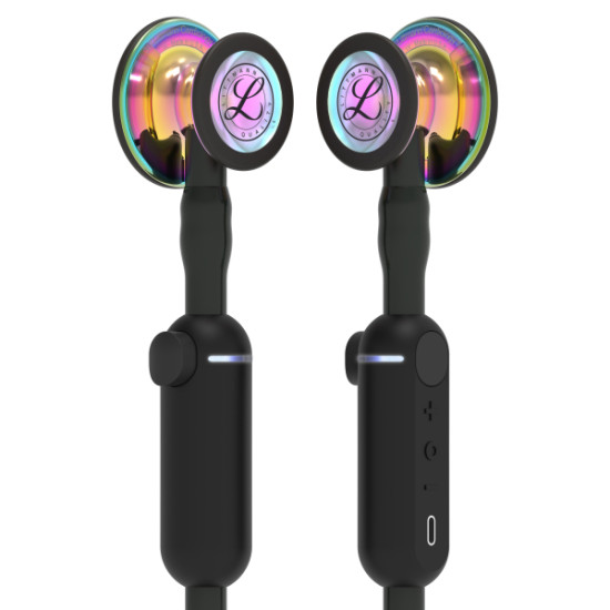 3M Littmann CORE Ψηφιακό Στηθοσκόπιο, High Polish Rainbow, Μαύρος αυλός, Στέλεχος και Ακουστικα