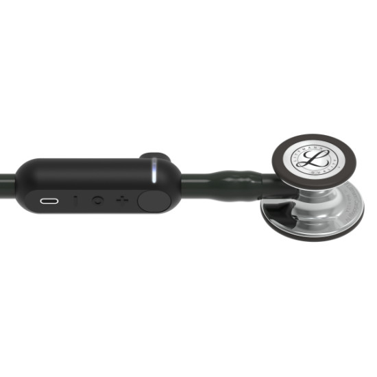 3M Littmann CORE Ψηφιακό Στηθοσκόπιο, κώδωνας Mirror, Μαύρος Αυλός, Στέλεχος και Ακουστικά