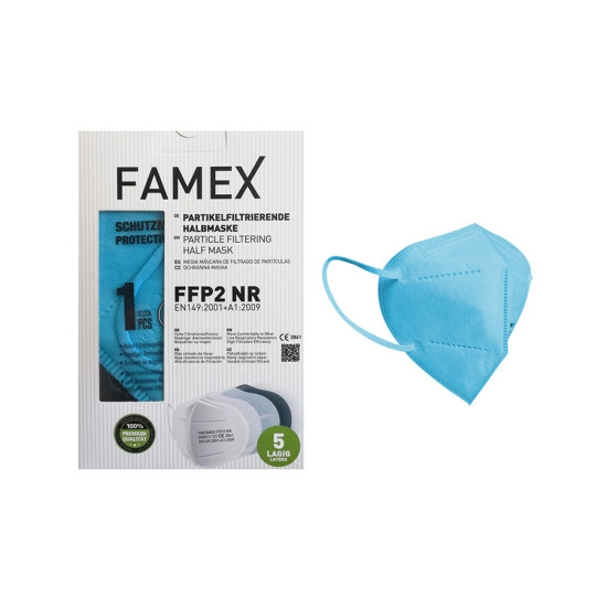 Famex Mask Μάσκα Προστασίας FFP2 Γαλάζια 10 τμχ.
