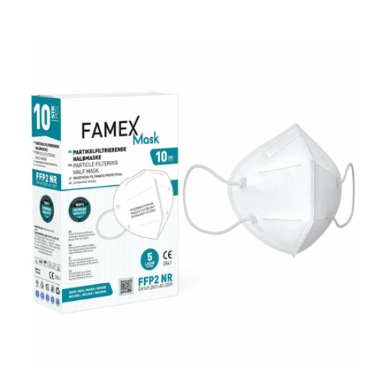 FAMEX Mask Μάσκα Προστασίας FFP2 Λευκή 10 τμχ