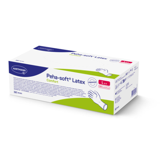 Peha-soft latex comfort εξεταστικά γάντια λάτεξ χωρίς πούδρα 100 τμχ.