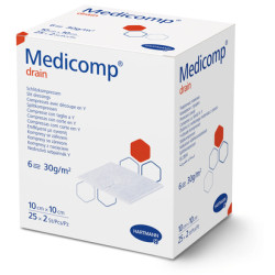 Medicomp Drain αποστειρωμένη γάζα τραχειοτομίας 6πλή 25 τμχ.