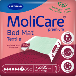 MoliCare premium Bed Mat Textile υποσέντονα επαναχρησιμοποιούμενα 75X85cm με πτερύγια συγκράτησης