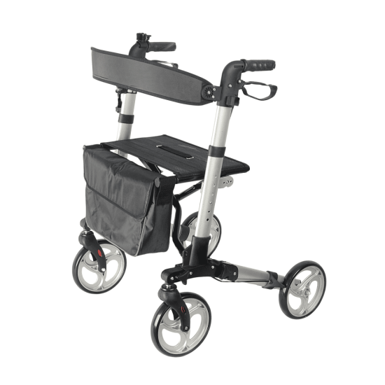 Περιπατητήρας ενηλίκων Rollator αλουμινίου – Ασημί
