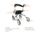 Περιπατητήρας ενηλίκων Rollator αλουμινίου λευκός