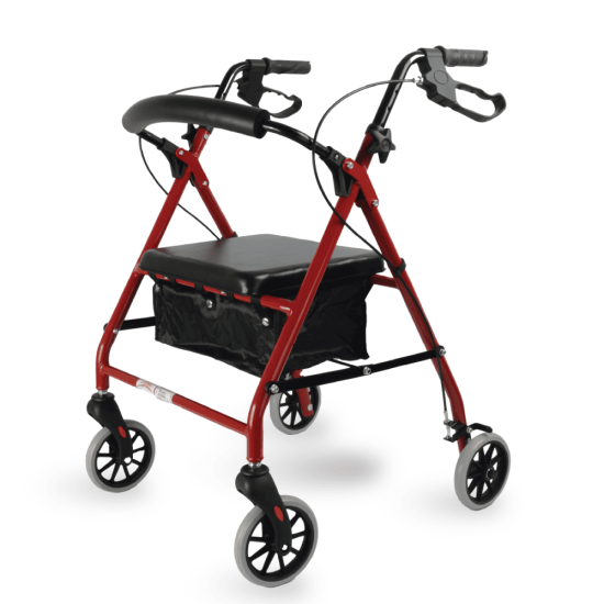 Περιπατητήρας ενηλίκων Rollator αλουμινίου – Κόκκινο