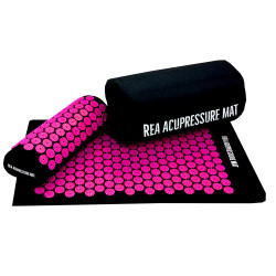 Rea Acupressure Set πιέσεων: Στρώμα 72x43cm & Μαξιλάρι 37x15x10cm - Μαύρο/Ροζ
