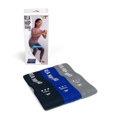 Rea Hip Band Set 3 Λάστιχα γυμ/κής 20 - 22,6 kg [76 x 8cm] - Γκρι/Μπλε/Μαύρο