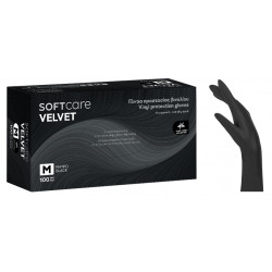 Γάντια Βινυλίου Soft Care VELVET χωρίς πούδρα-Μαύρο